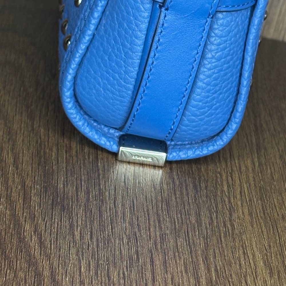 Coach Swagger 15 Lapis Blue Ombre Rivet Studded Pebble Leather Mini Satchel - Picture 8 of 12